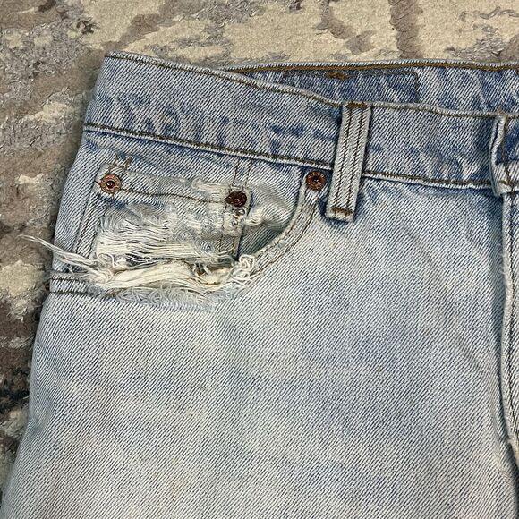 VTG Levis 550 Jeans Men 36x30 Blue Relaxed Tapered 90s Light Wash Tag Distressed - Picture 4 of 16